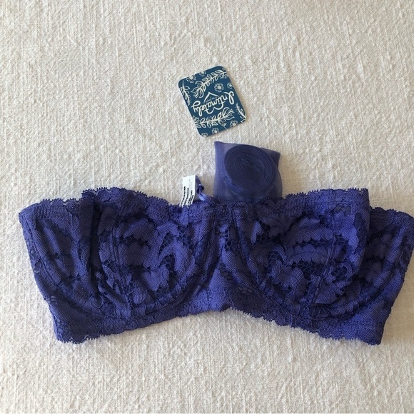 Free People Bra Underwire Love Letters Deep Periwinkle New 32B - Picture 1 of 5